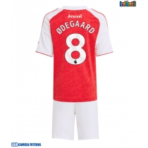 Camisa de Futebol Arsenal Martin Odegaard #8 Equipamento Principal Infantil 2025-26 Manga Curta (+ Calças curtas)